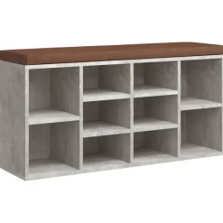 vidaXL Skobänk 103x30x48 cm konstruerat trä Betonggrå