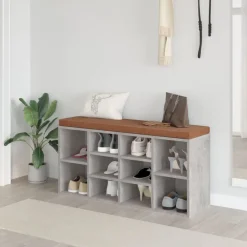 vidaXL Skobänk 103x30x48 cm konstruerat trä Betonggrå