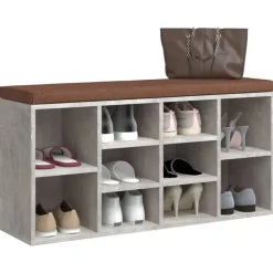 vidaXL Skobänk 103x30x48 cm konstruerat trä Betonggrå
