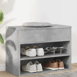 Outlet vidaXL Skobänk 60x30x45 cm konstruerat trä Betonggrå
