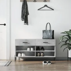 Outlet vidaXL Skobänk 102x35x55 cm konstruerat trä Betonggrå