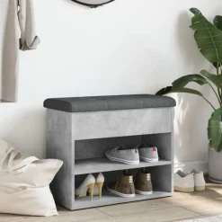 Online vidaXL Skobänk 62x32x50 cm konstruerat trä Betonggrå
