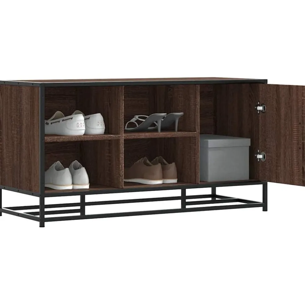 vidaXL Skobänk brun ek 100x40x53,5 cm konstruerat trä och metall