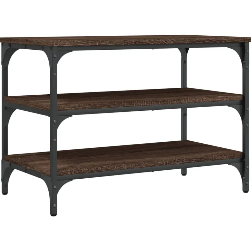 vidaXL Skobänk brun ek 70x38,5x49 cm konstruerat trä
