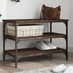 vidaXL Skobänk brun ek 70x38,5x49 cm konstruerat trä