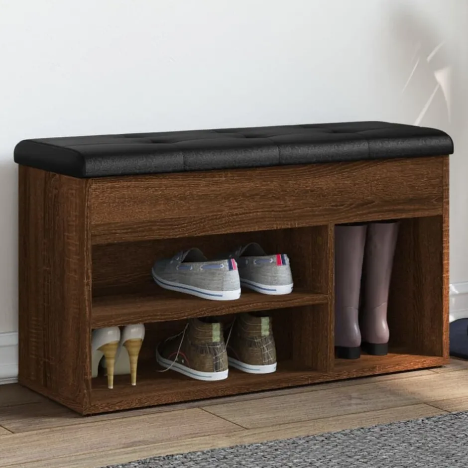 Discount vidaXL Skobänk 82x32x45,5 cm konstruerat trä brun ek