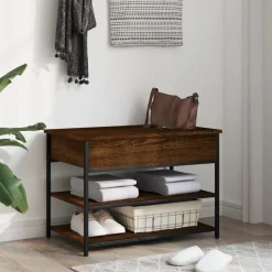 vidaXL Skobänk brun ek 70x42,5x50 cm konstruerat trä