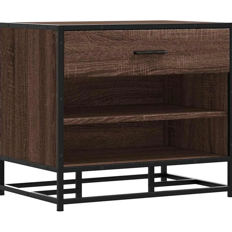 Outlet vidaXL Skobänk 60x40x53,5 cm konstruerat trä och metall brun ek