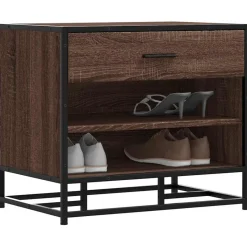 Outlet vidaXL Skobänk 60x40x53,5 cm konstruerat trä och metall brun ek