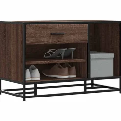 vidaXL Skobänk brun ek 80x40x53,5 cm konstruerat trä och metall