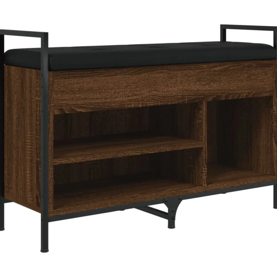 vidaXL Skobänk brun ek 85,5x32x57,5 cm konstruerat trä