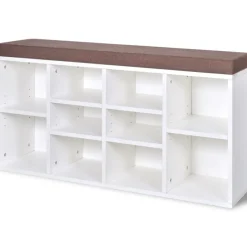 Sale vidaXL Skobänk med 10 hyllfack Vit