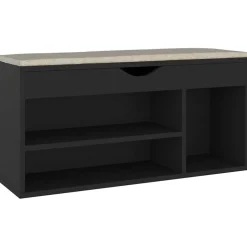 Discount vidaXL Skobänk med dyna 104x30x49 cm konstruerat trä Svart