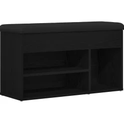 vidaXL Skobänk med hylla Svart 80 x 30 x 45 cm Konstruerat trä