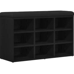 Clearance vidaXL Skobänk med hylla Svart 82 x 32 x 50 cm Konstruerat trä Svart ek