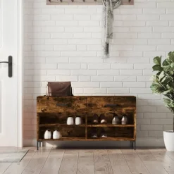 vidaXL Skobänk rökfärgad ek 102x35x55 cm konstruerat trä