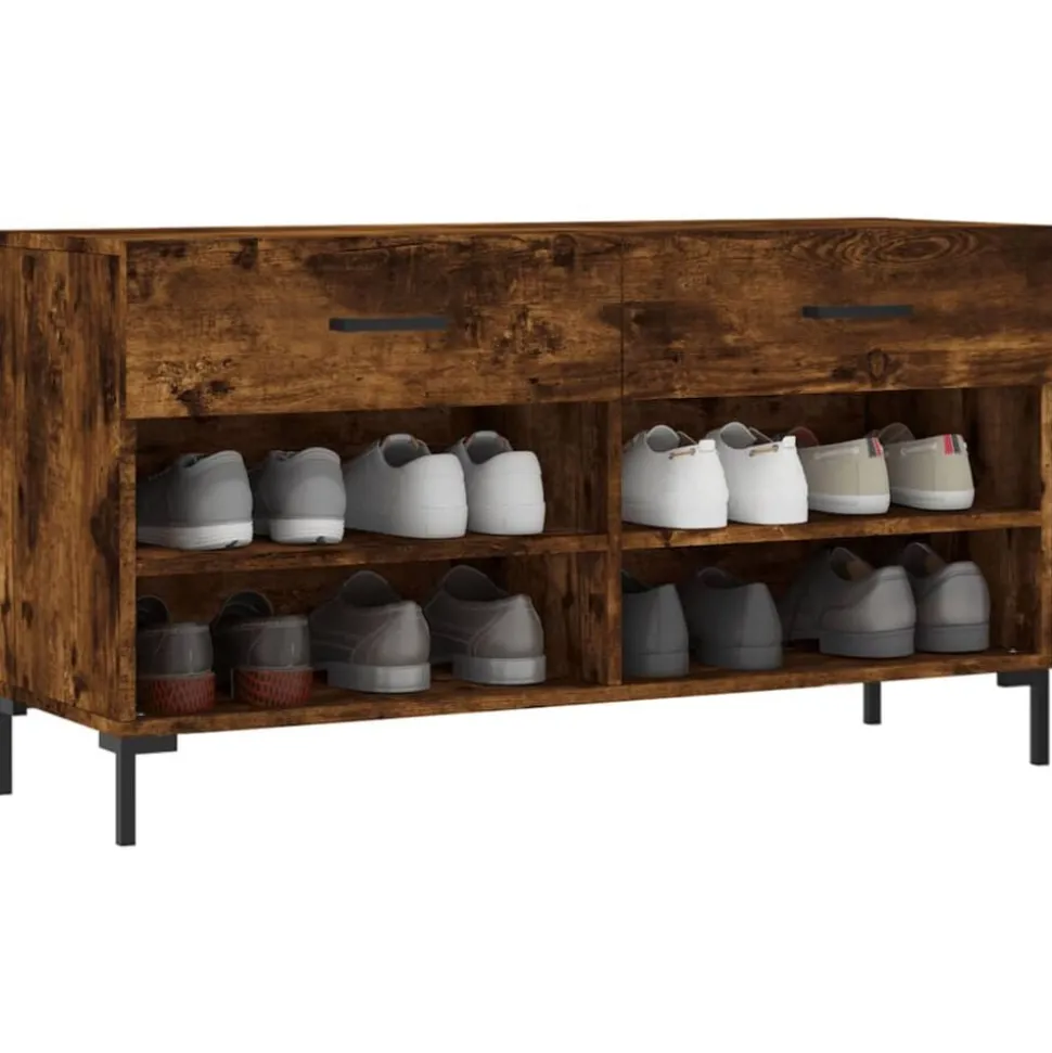 vidaXL Skobänk rökfärgad ek 102x35x55 cm konstruerat trä