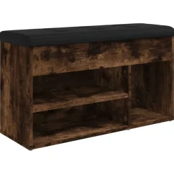 vidaXL Skobänk rökfärgad ek 82x32x45,5 cm konstruerat trä