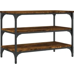 vidaXL Skobänk rökfärgad ek 70x38,5x49 cm konstruerat trä