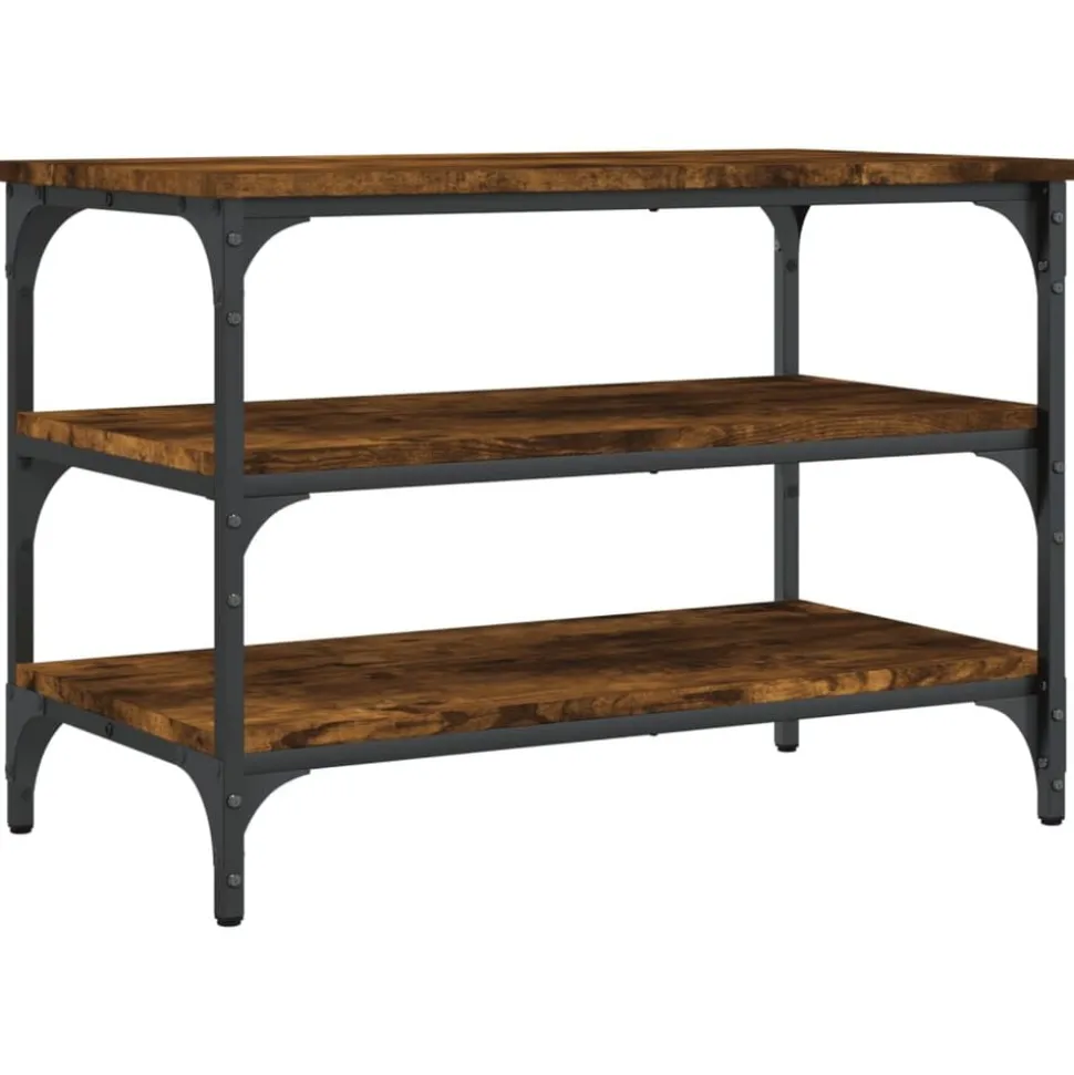 vidaXL Skobänk rökfärgad ek 70x38,5x49 cm konstruerat trä