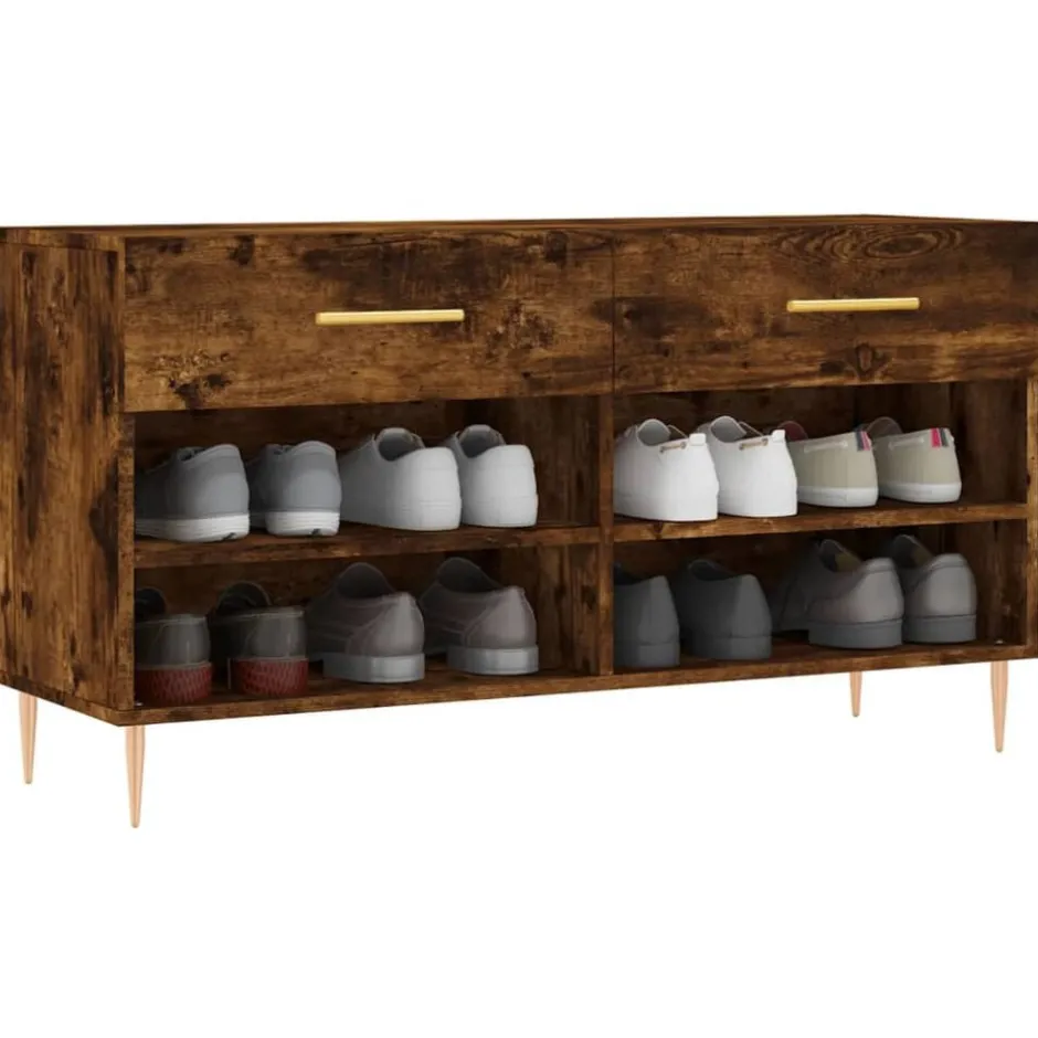 Online vidaXL Skobänk 102x35x55 cm konstruerat trä Rökfärgad ek