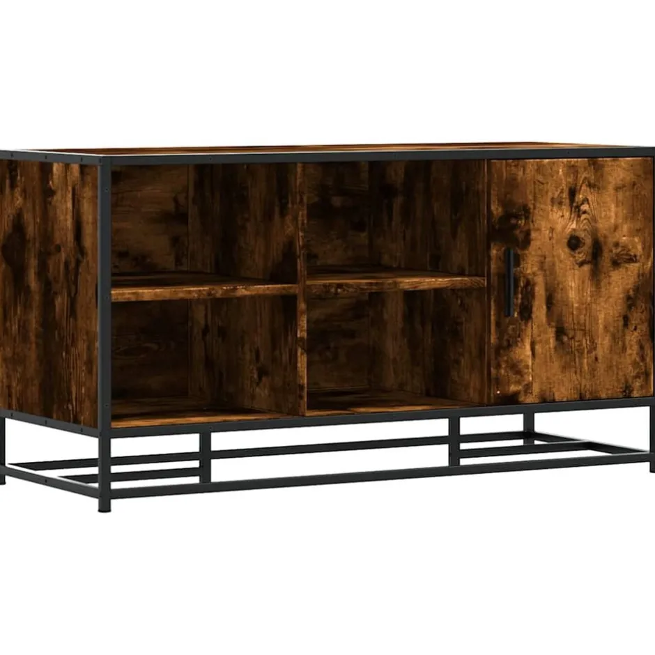 Outlet vidaXL Skobänk 100x40x53,5 cm konstruerat trä och metall Rökfärgad ek