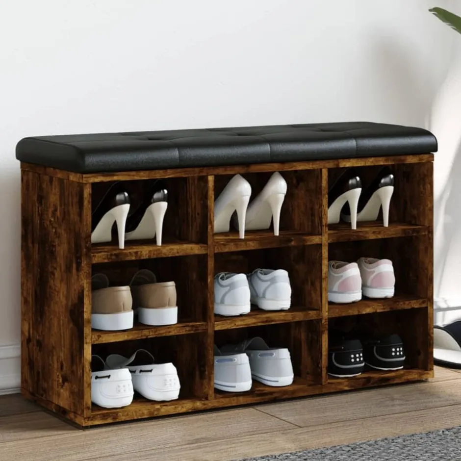 Sale vidaXL Skobänk 82x32x50 cm konstruerat trä Rökfärgad ek