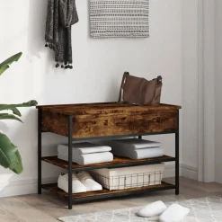 Online vidaXL Skobänk 70x42,5x50 cm konstruerat trä Rökfärgad ek