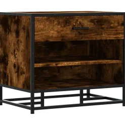 vidaXL Skobänk rökfärgad ek 60x40x53,5 cm konstruerat trä och metall