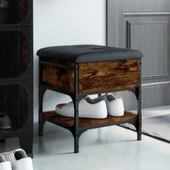 Sale vidaXL Skobänk 42x42x45 cm konstruerat trä Rökfärgad ek