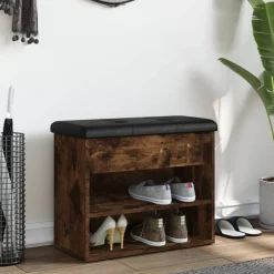 Online vidaXL Skobänk 62x32x50 cm konstruerat trä Rökfärgad ek