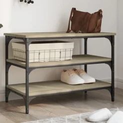 Hot vidaXL Skobänk sonoma-ek 70x38,5x49 cm konstruerat trä Sonoma ek
