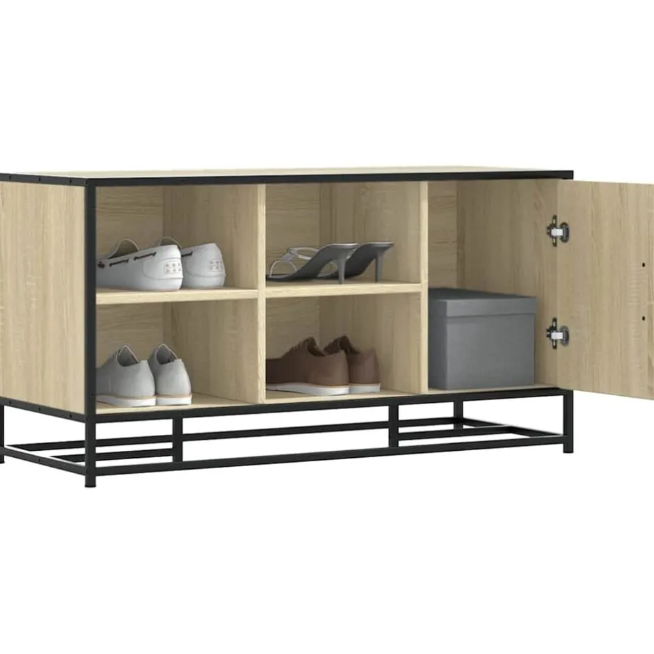 Online vidaXL Skobänk sonoma-ek 100x40x53,5 cm konstruerat trä och metall Sonoma ek