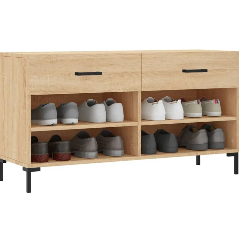 vidaXL Skobänk sonoma-ek 102x35x55 cm konstruerat trä