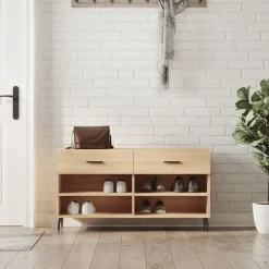 vidaXL Skobänk sonoma-ek 102x35x55 cm konstruerat trä Sonoma ek