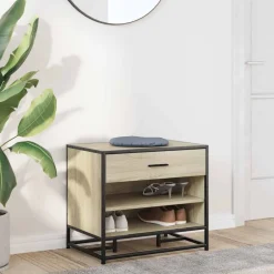Clearance vidaXL Skobänk sonoma-ek 60x40x53,5 cm konstruerat trä och metall Sonoma ek