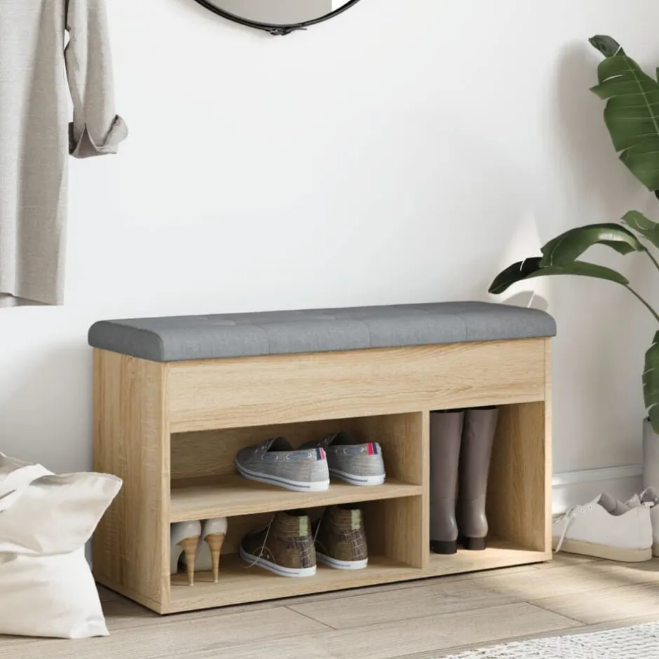 Hot vidaXL Skobänk sonoma-ek 82x32x45,5 cm konstruerat trä Sonoma ek