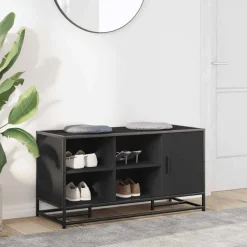 vidaXL Skobänk svart 100x40x53,5 cm konstruerat trä och metall