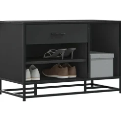vidaXL Skobänk svart 80x40x53,5 cm konstruerat trä och metall