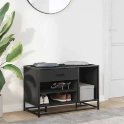 vidaXL Skobänk svart 80x40x53,5 cm konstruerat trä och metall