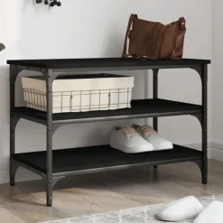 vidaXL Skobänk svart 70x38,5x49 cm konstruerat trä