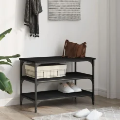 vidaXL Skobänk svart 70x38,5x49 cm konstruerat trä