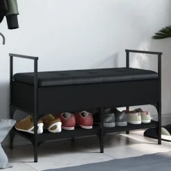 Clearance vidaXL Skobänk 85,5x42x57,5 cm konstruerat trä Svart