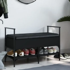 Clearance vidaXL Skobänk 85,5x42x57,5 cm konstruerat trä Svart