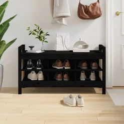Sale vidaXL Skobänk 110x40x60 cm massiv furu Svart