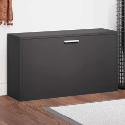 vidaXL Skobänk svart 80x24x45 cm konstruerat trä