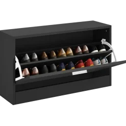 vidaXL Skobänk svart 80x24x45 cm konstruerat trä
