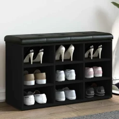 Outlet vidaXL Skobänk 82x32x50 cm konstruerat trä Svart