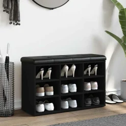 Outlet vidaXL Skobänk 82x32x50 cm konstruerat trä Svart