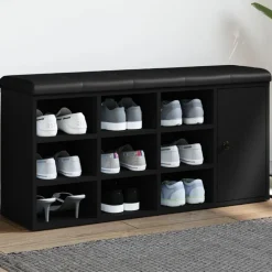 vidaXL Skobänk svart 102x32x50 cm konstruerat trä
